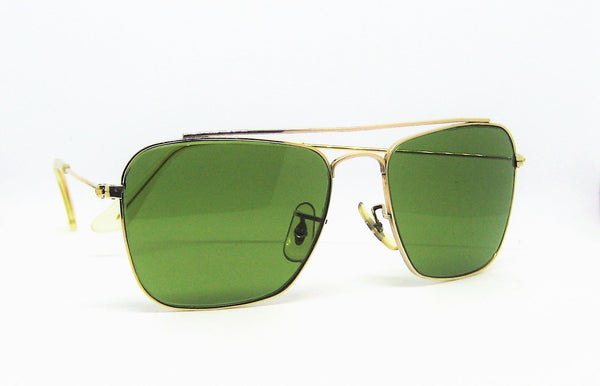 Ray-Ban USA *Mint Vintage 1950s B&L Aviator Rare Brace Caravan Sunglasses & Case - Vintage Sunglasses 