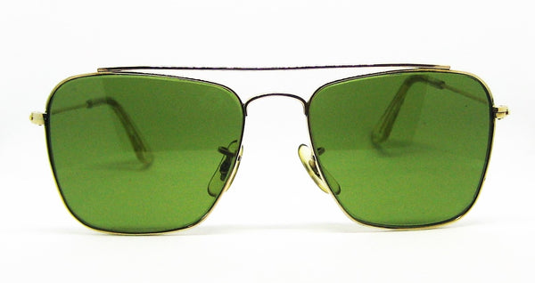 Ray-Ban USA *Mint Vintage 1950s B&L Aviator Rare Brace Caravan Sunglasses & Case - Vintage Sunglasses 