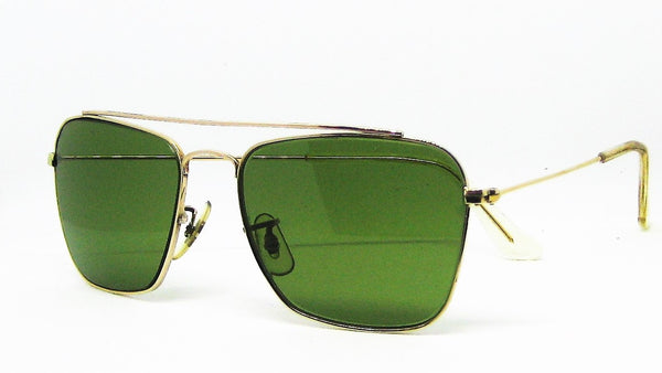 Ray-Ban USA *Mint Vintage 1950s B&L Aviator Rare Brace Caravan Sunglasses & Case - Vintage Sunglasses 